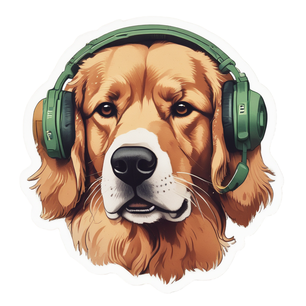 Retro Dog with Headphones — music stickers