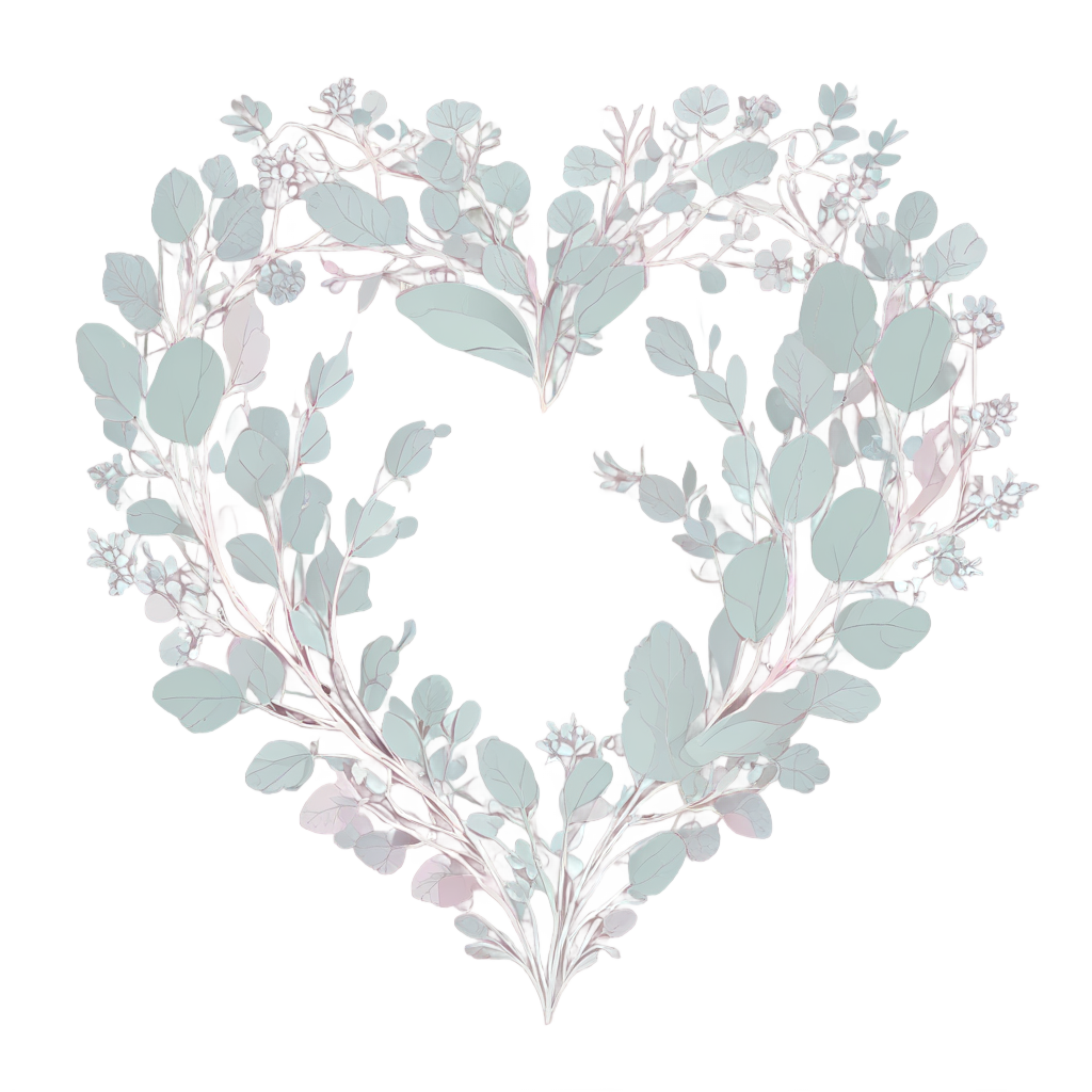Retro Eucalyptus Heart — line botanical stickers