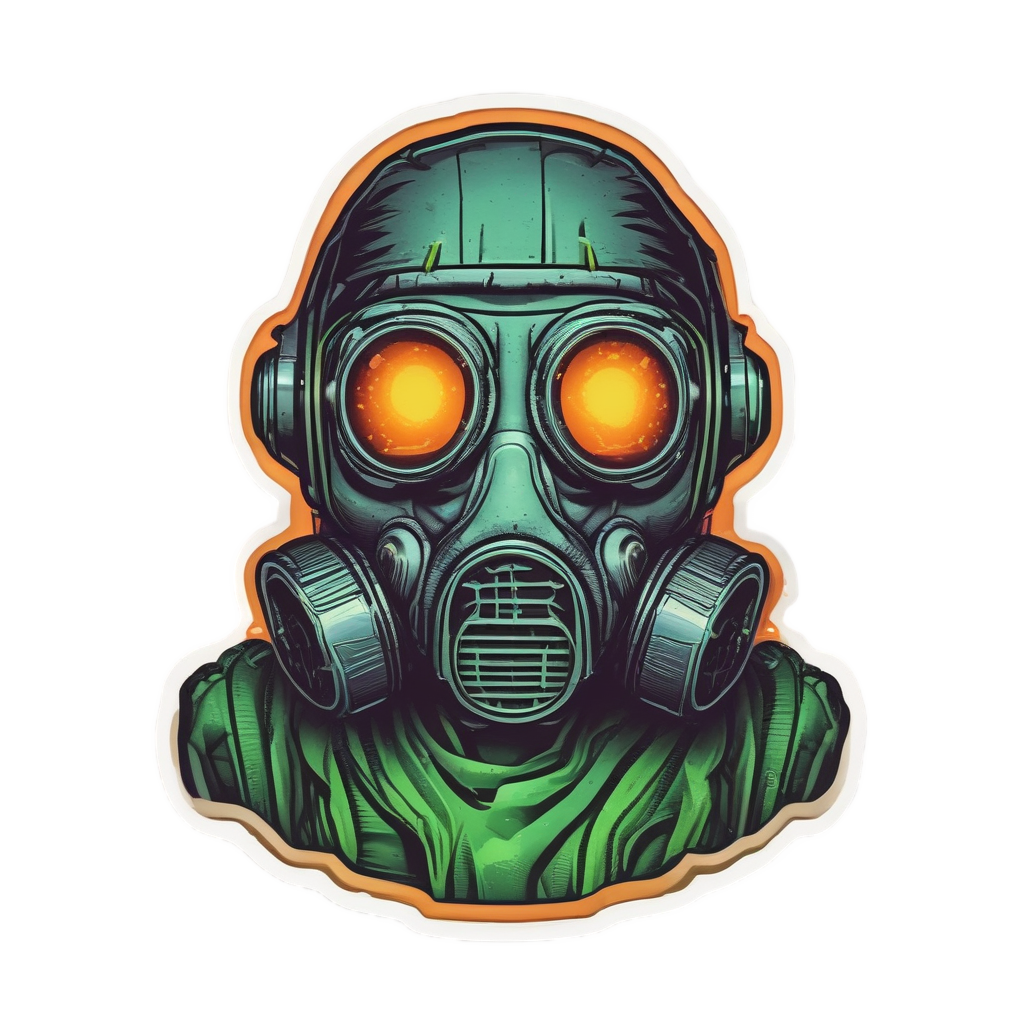 Retro Fume Guardian — gas mask stickers