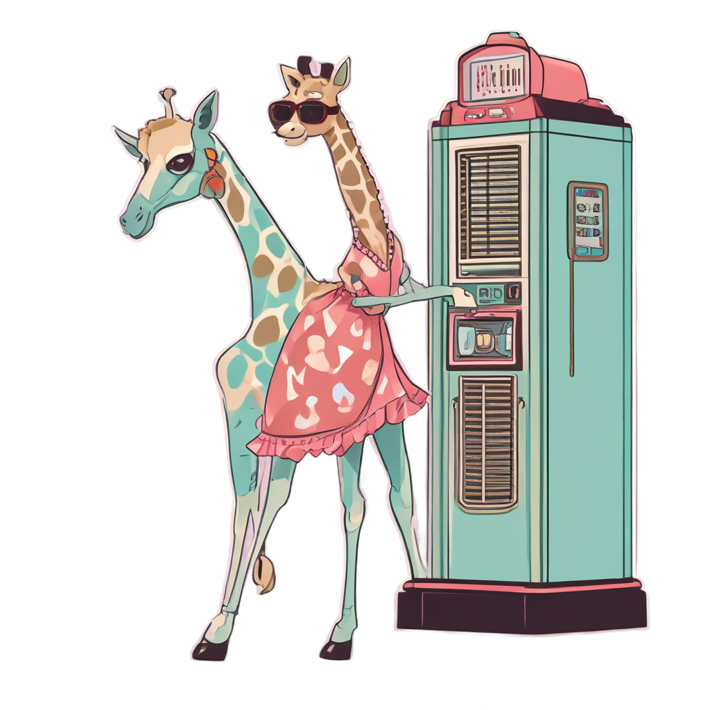 Retro Giraffe Jukebox Groove — music stickers