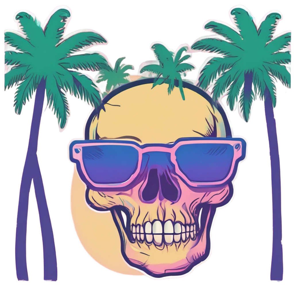 Retro Miami Vice — war-paint skull stickers