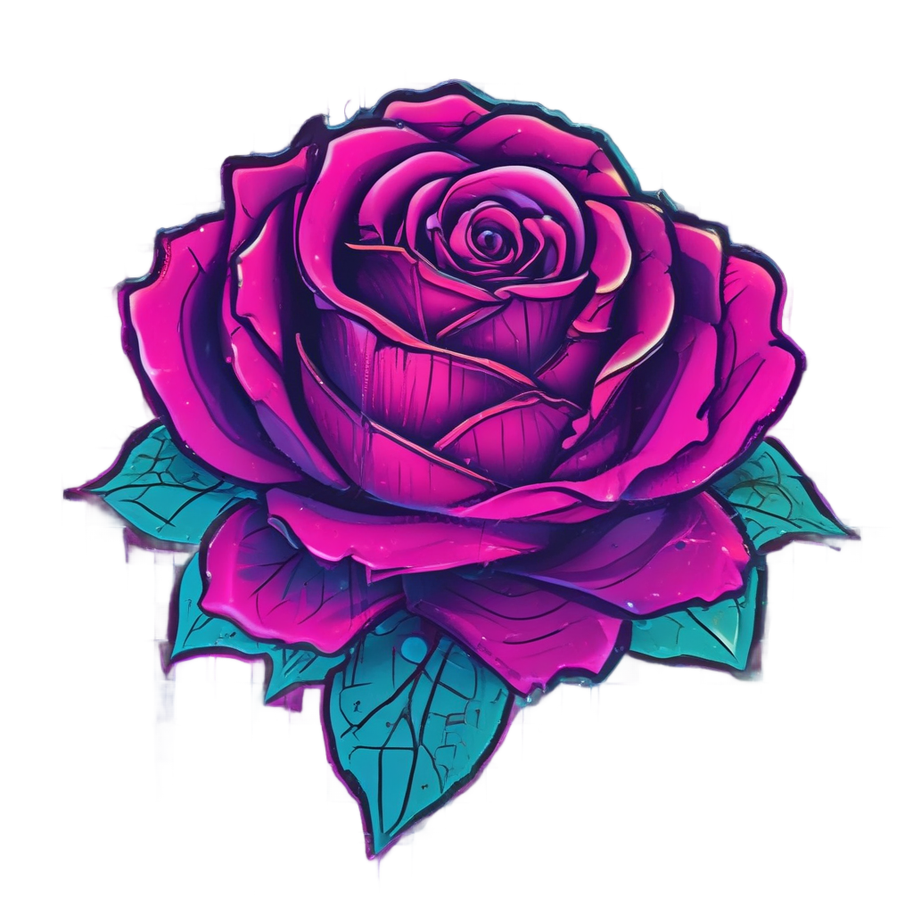 Retro Neon Rose — single stem stickers