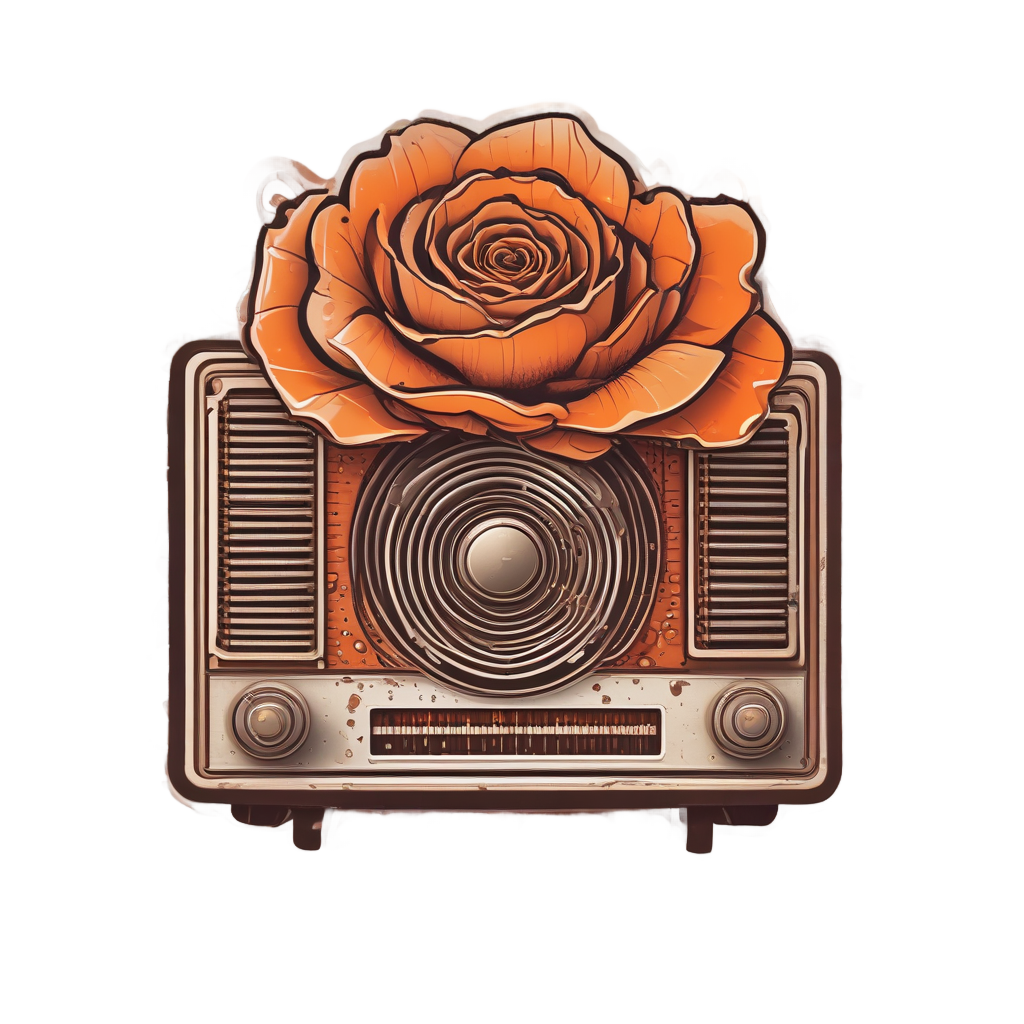 Retro Radiogram Rose — single stem stickers