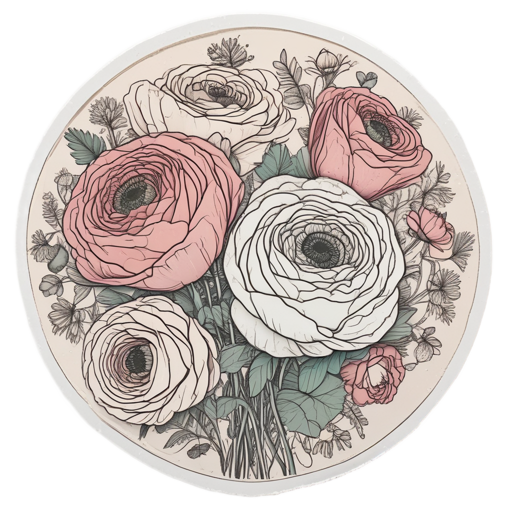 Retro Ranunculus Bundle — bouquets stickers