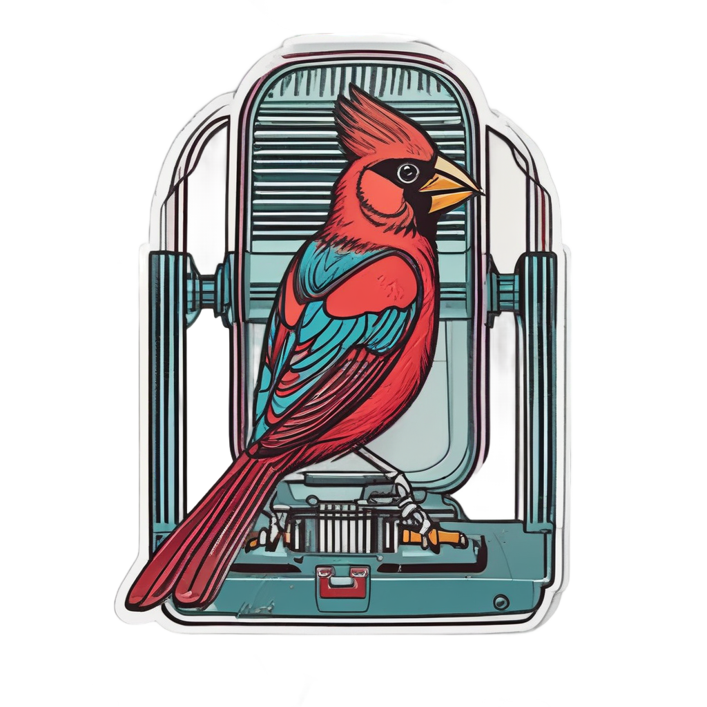 Retro Red Cardinal — birds stickers
