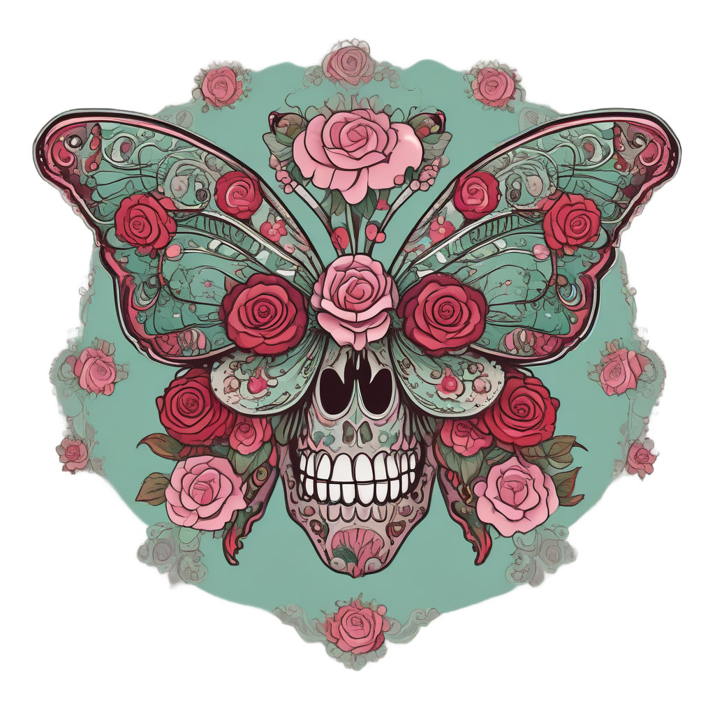 Retro Rose Calavera — sugar skull stickers