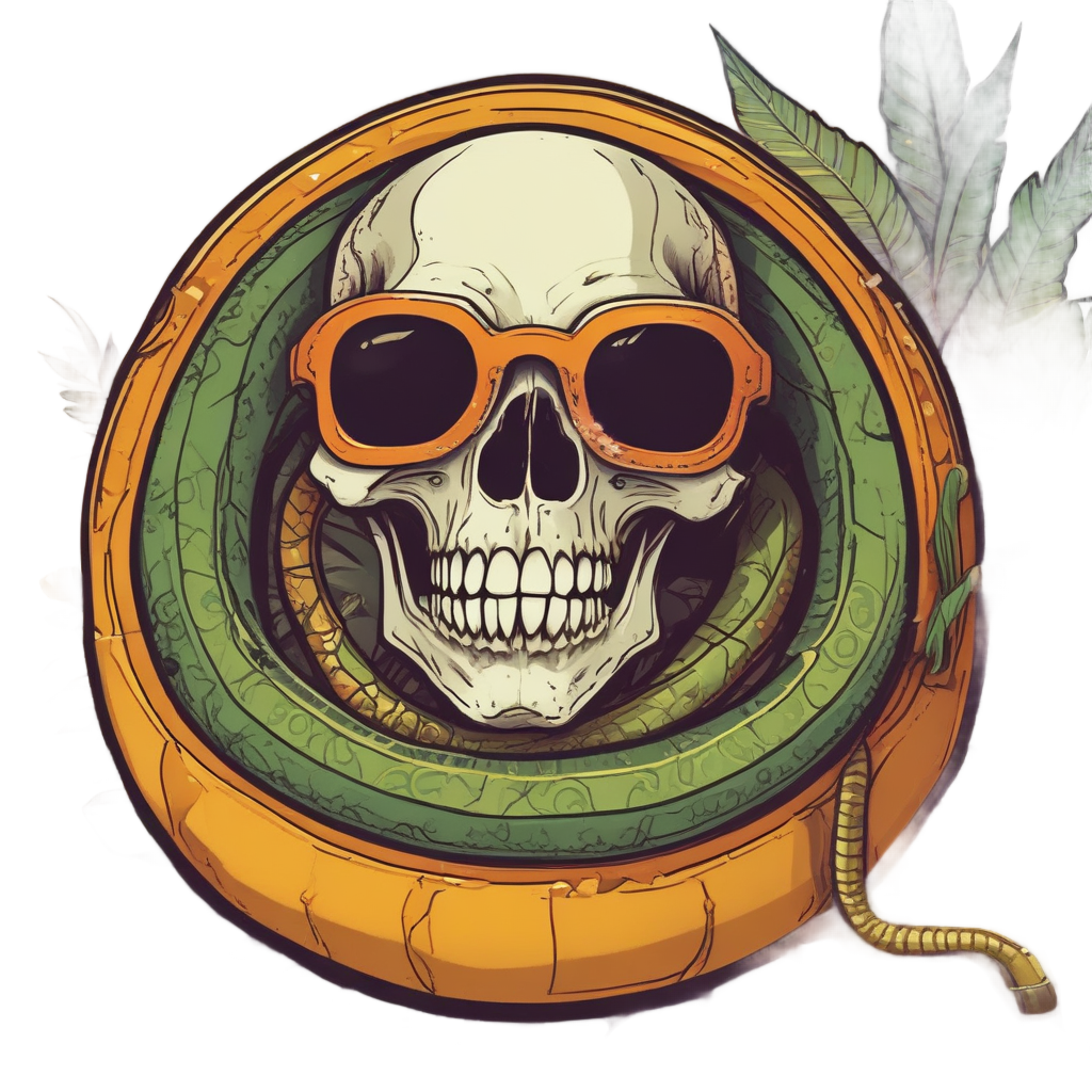 Retro Serpent Daydream — line-art skull stickers