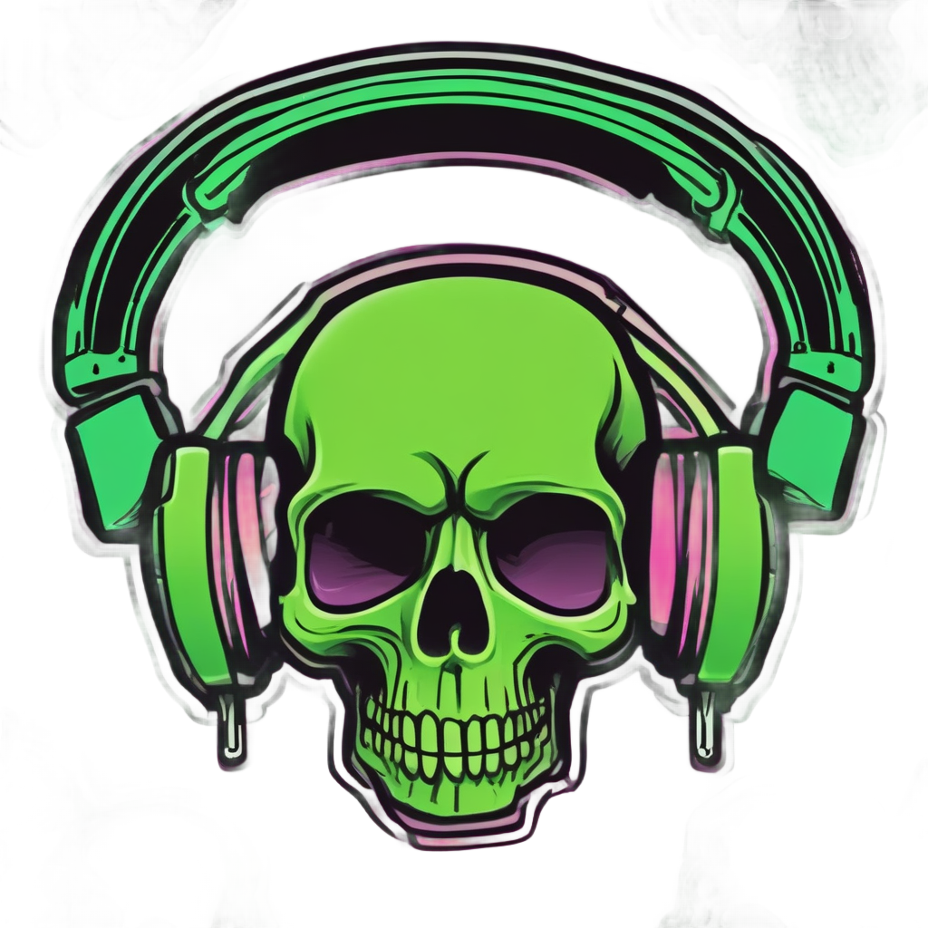 Retro Skull DJ — music stickers