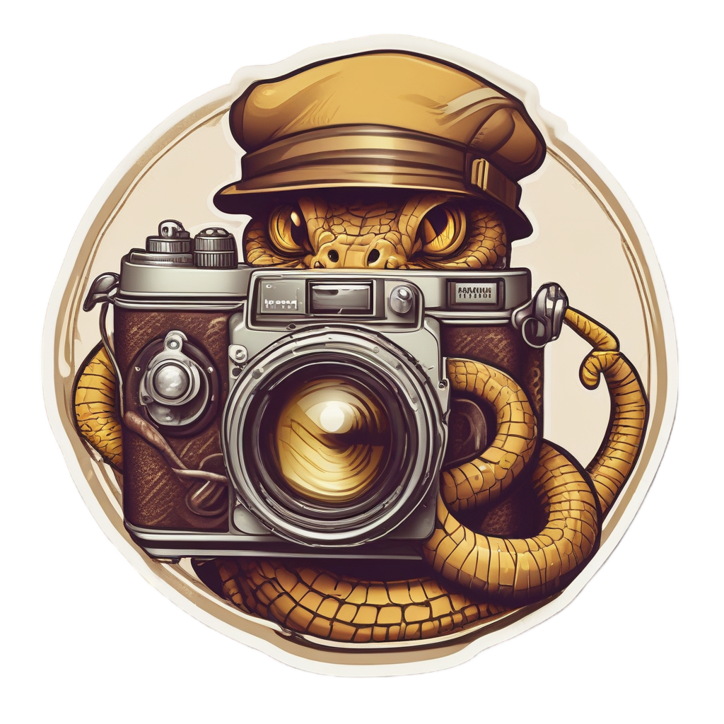 Retro Snake Photographer — reptiles stickers