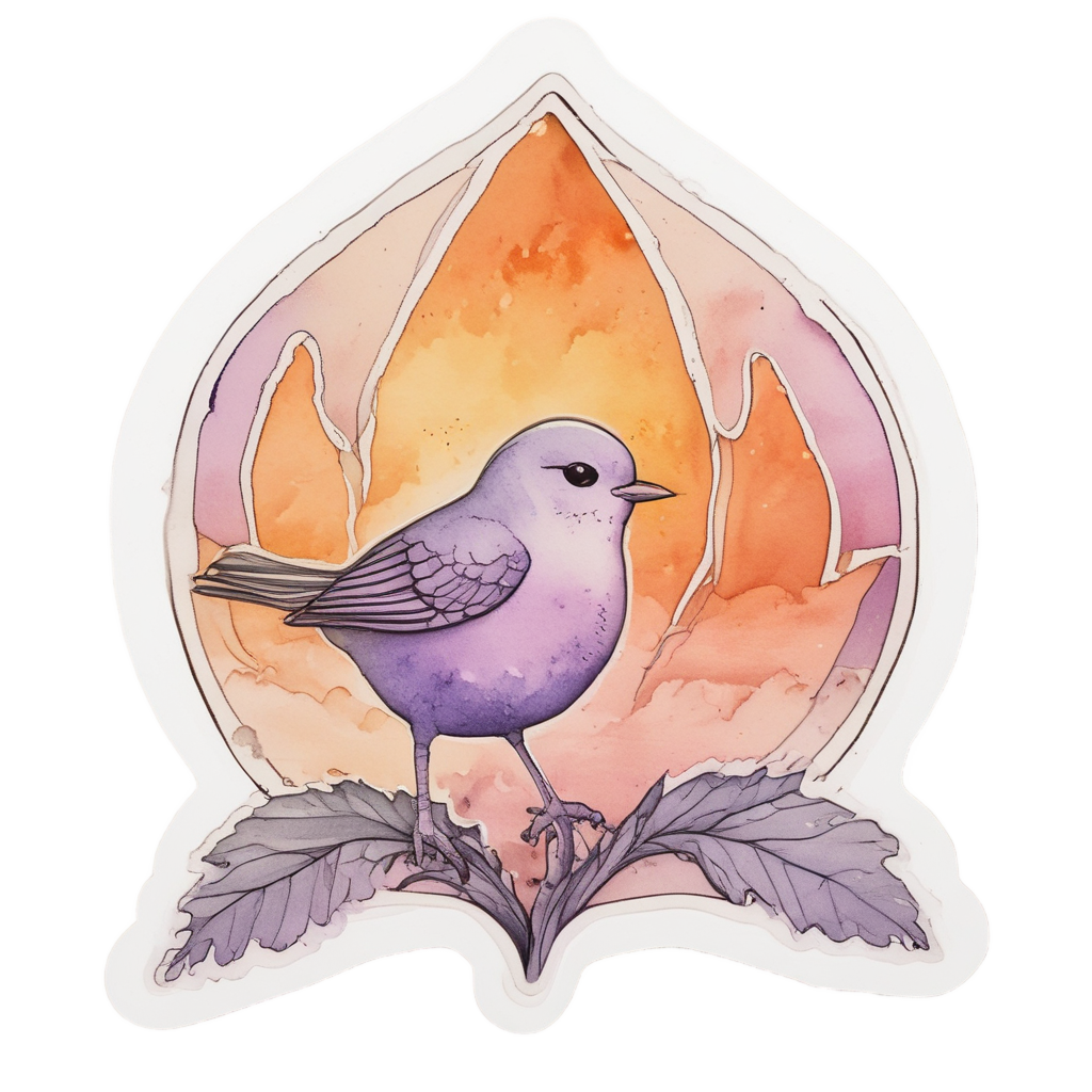 Retro Sunrise Leaf — retro & vintage stickers