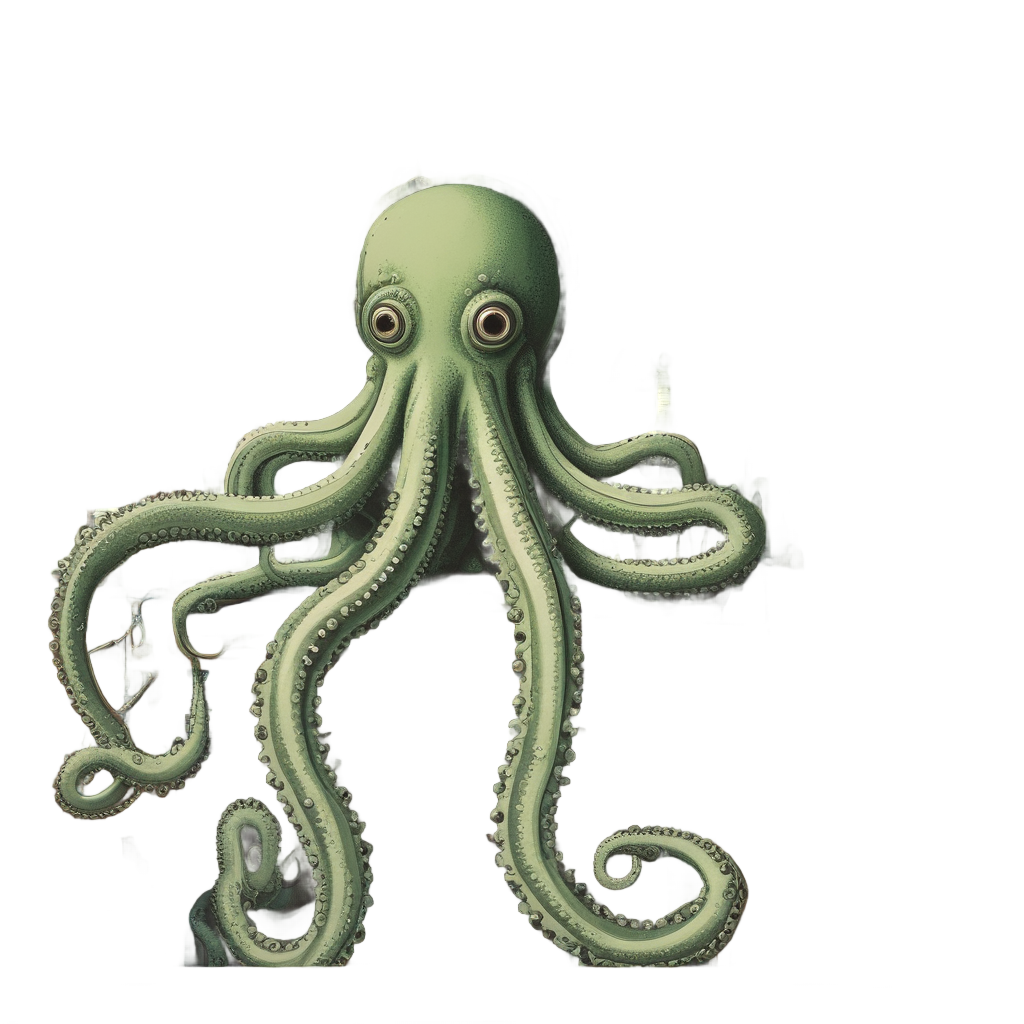 An octopus operating a vintage telephone switchboard on a white background.