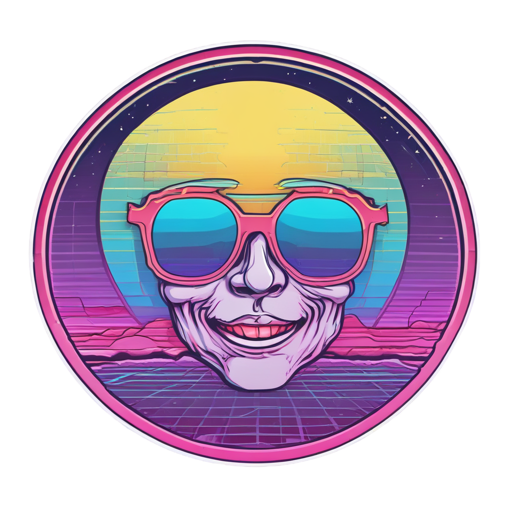 Retro Wave Moon Smile — moon stickers