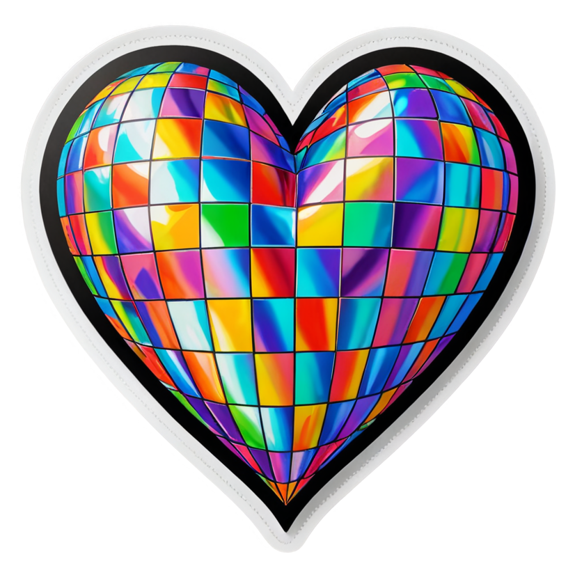 Checker Heart (holographic) — retro y2k stickers