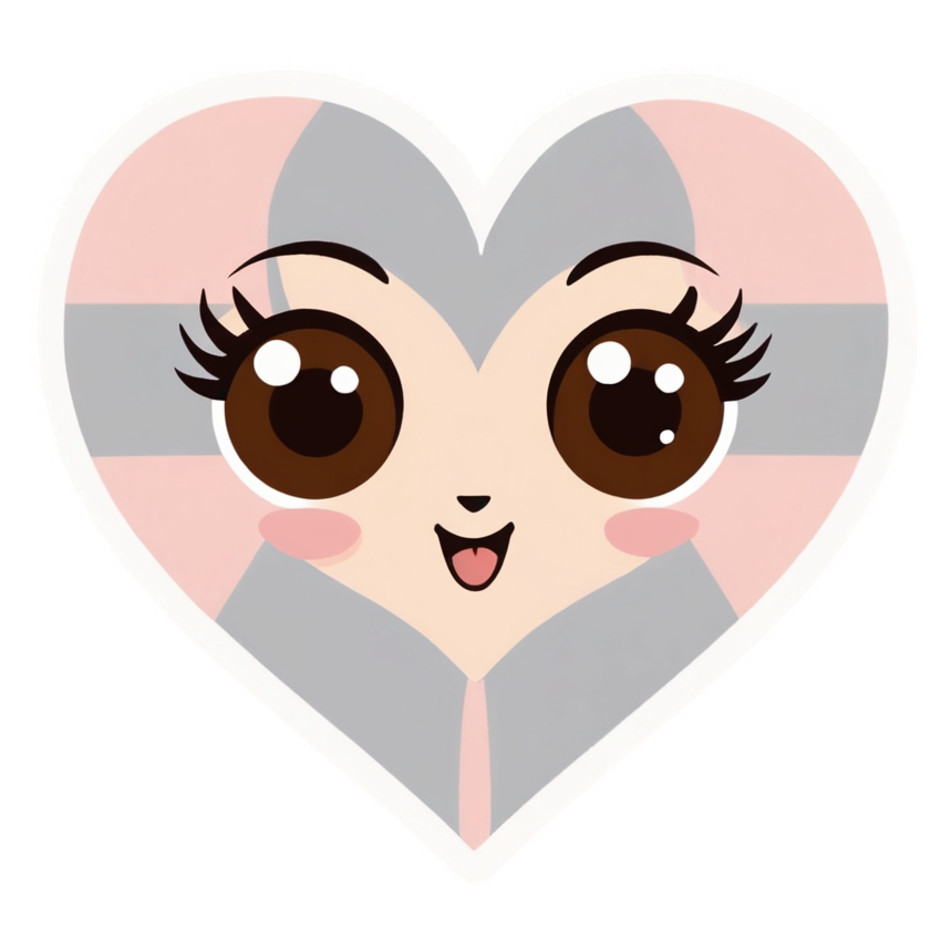 Checker Heart (kawaii) — kawaii stickers