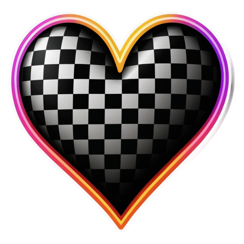 Checker Heart (neon) — retro y2k stickers