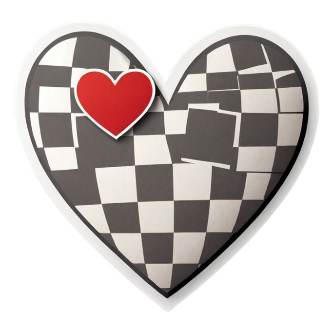 Checker Heart (papercut) — retro y2k stickers