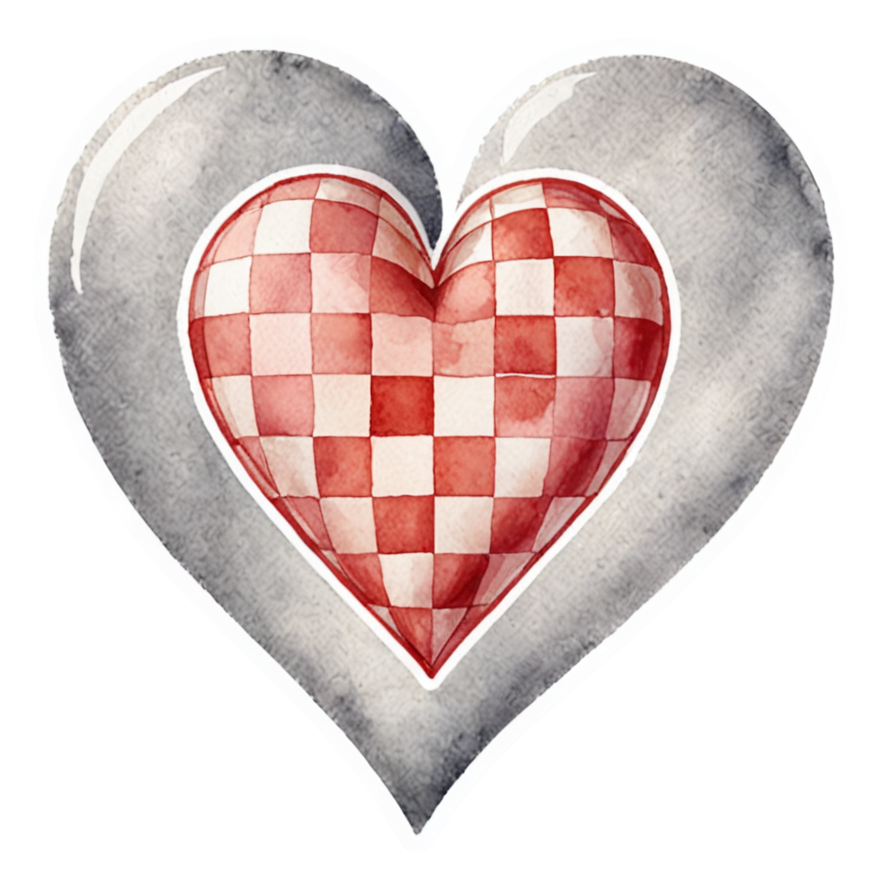 Checker Heart (watercolor) — retro y2k stickers