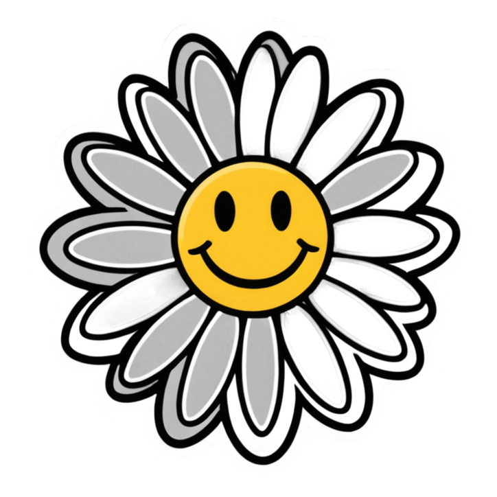 Groovy Daisy (lineart) — retro y2k stickers