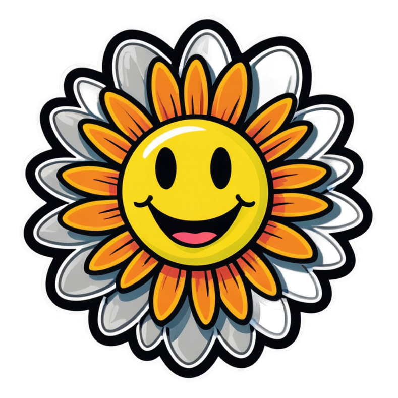 Groovy Daisy (neon) — retro y2k stickers
