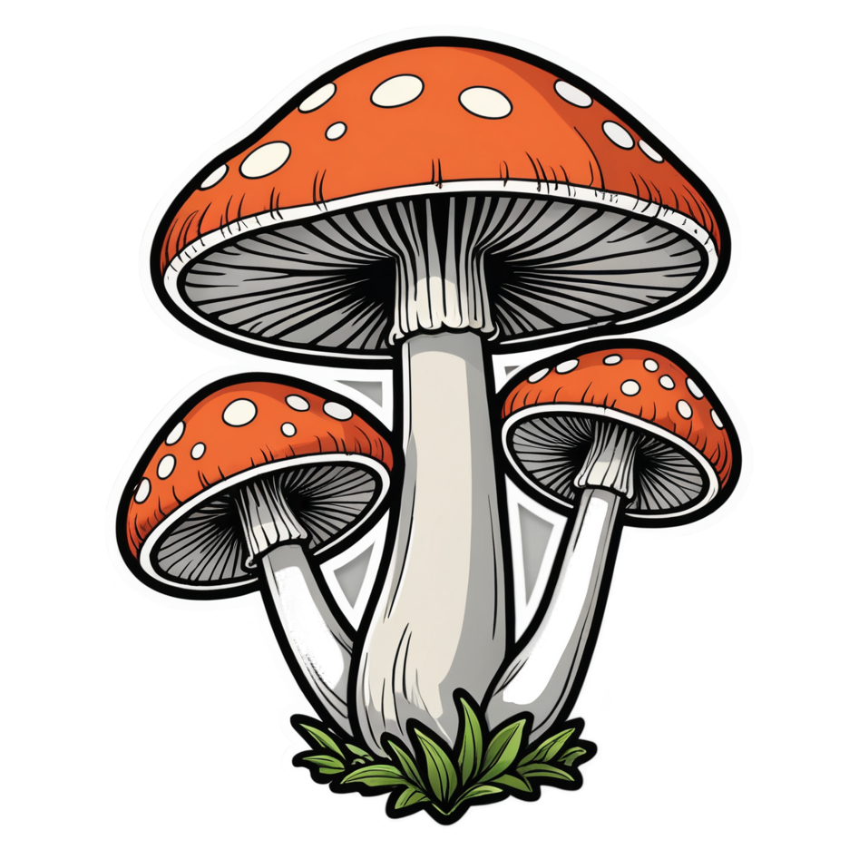 Groovy Shroom (lineart) — retro y2k stickers