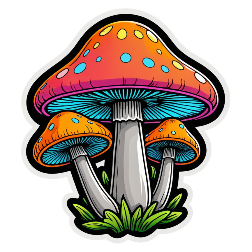 Groovy Shroom (neon) — retro y2k stickers