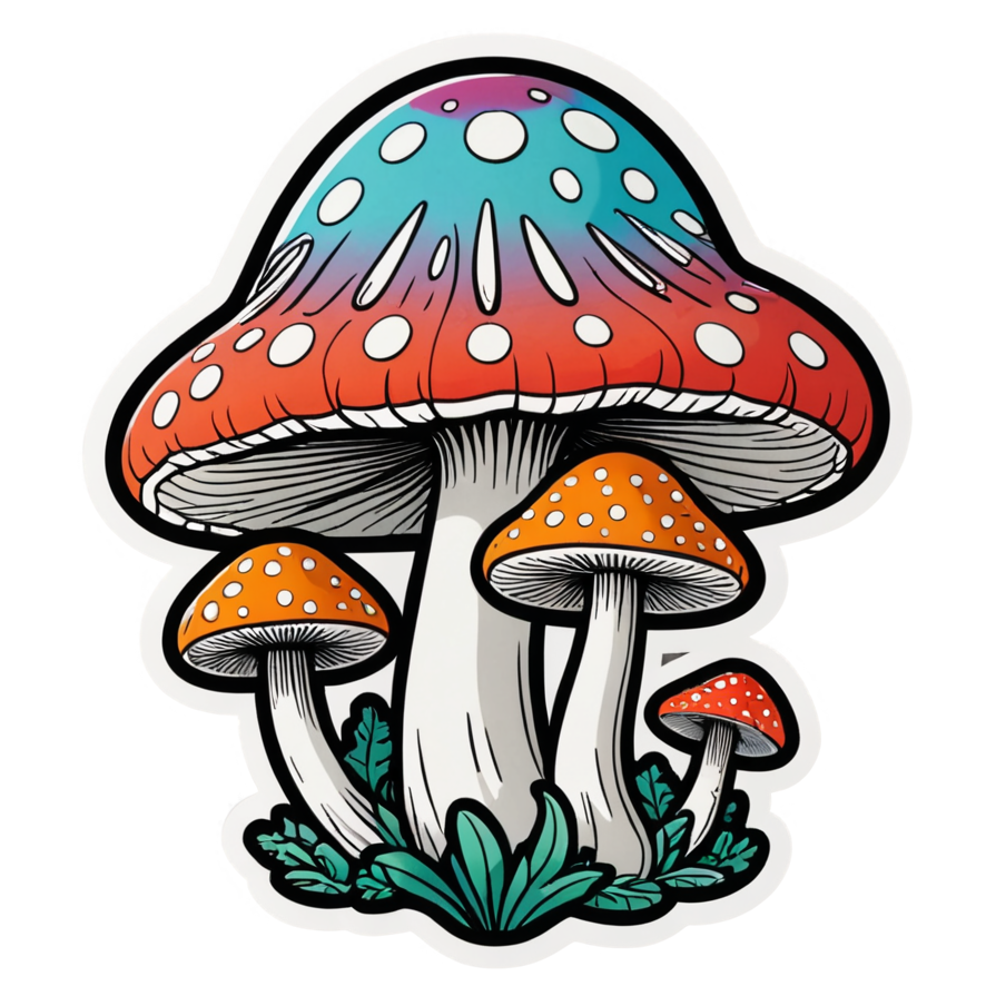 Groovy Shroom (papercut) — retro y2k stickers