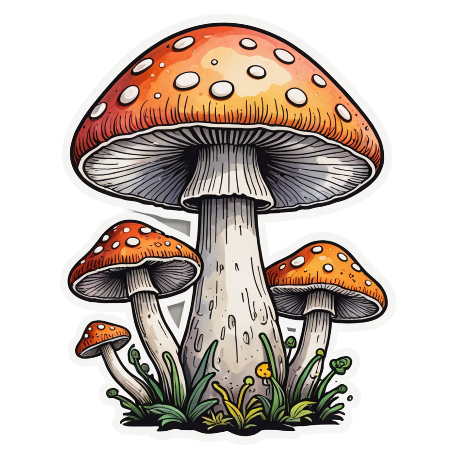 Groovy Shroom (watercolor) — retro y2k stickers
