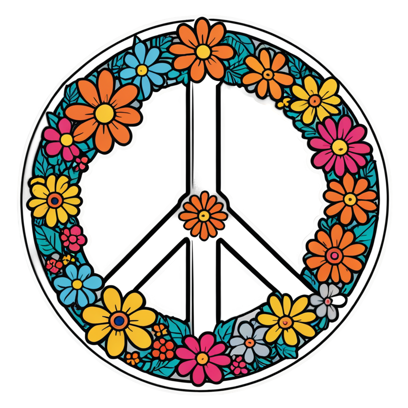 Groovy Peace (lineart) — retro y2k stickers