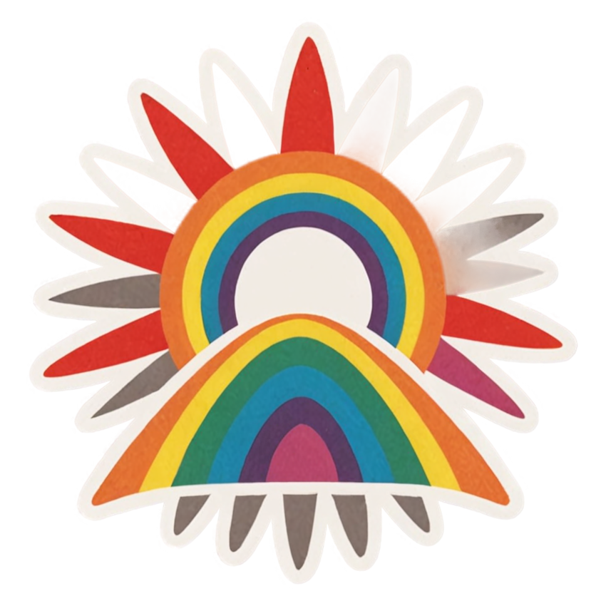 Retro Sunburst (lineart) — retro y2k stickers
