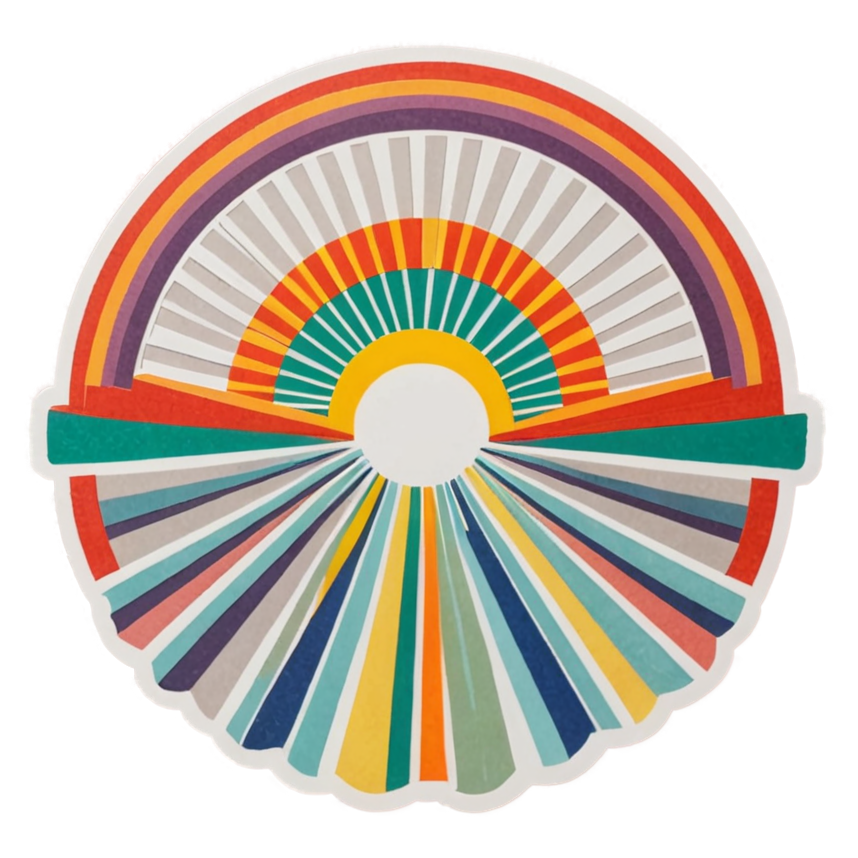 Retro Sunburst (papercut) — retro y2k stickers