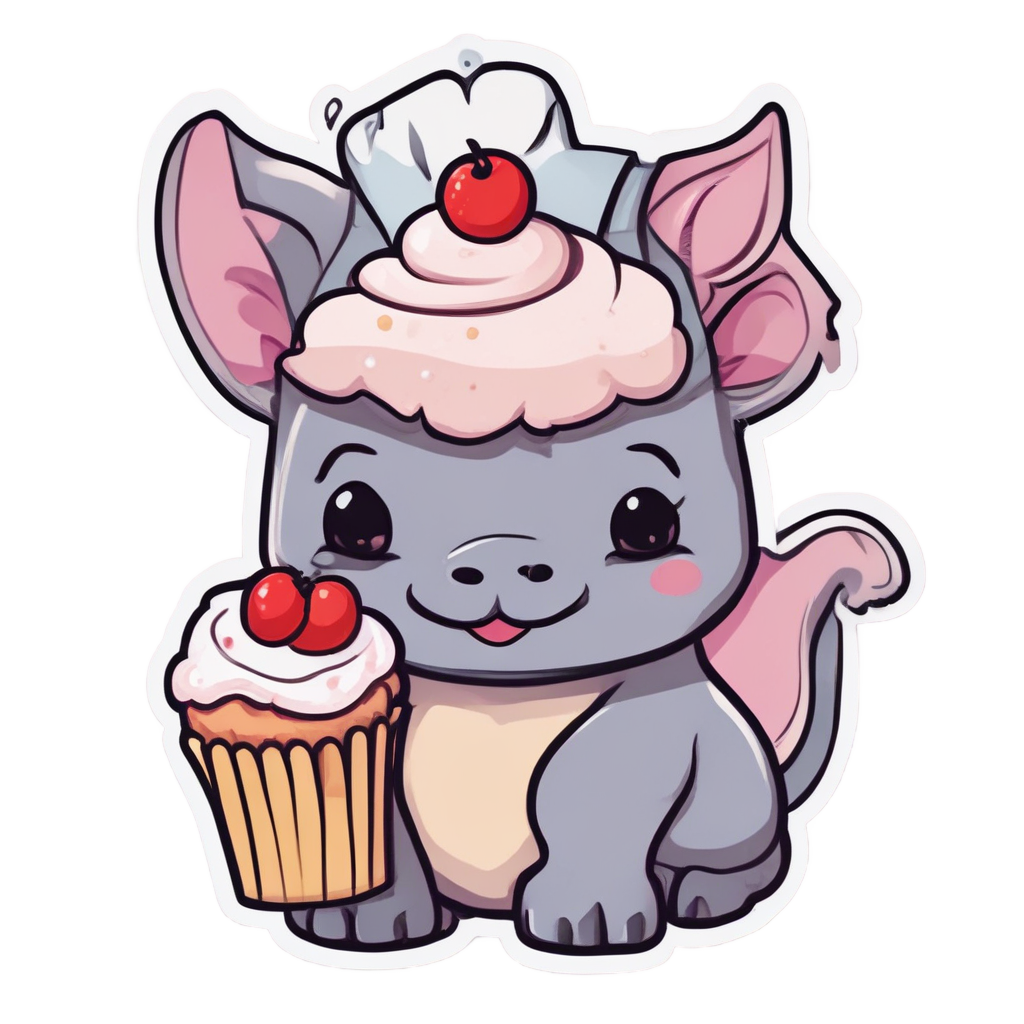 Rhino Chef with Cupcake — safari nursery stickers