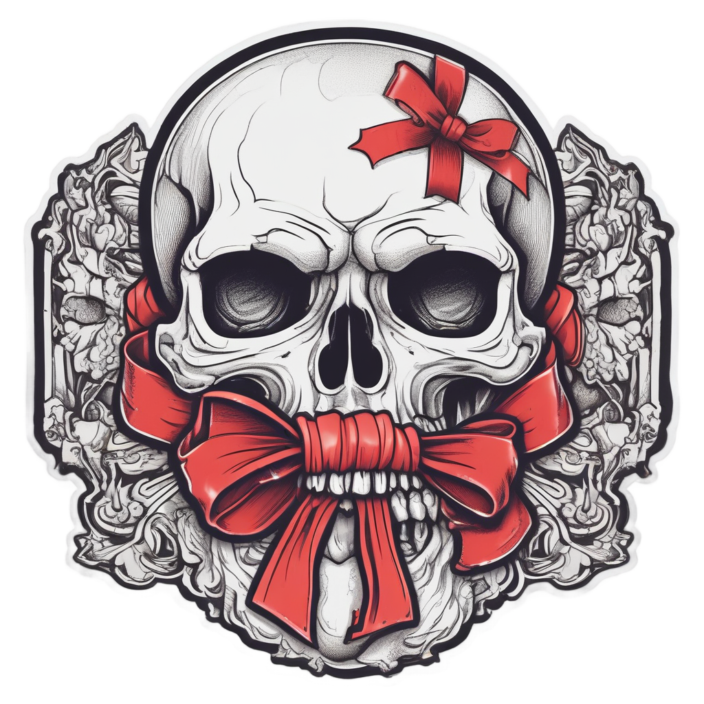 Ribbon-Tied Jaw Skull — cute skull stickers