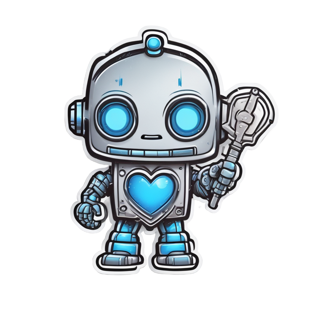 Cute robot with key antenna holding a library key