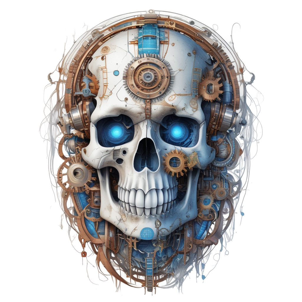 Robotic Feather Skull — boho skull stickers