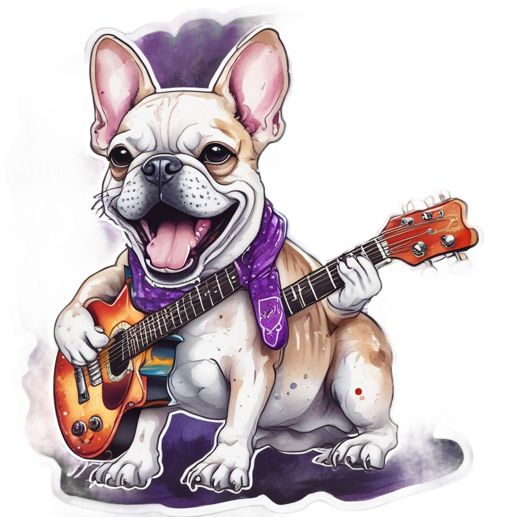 Rock Star Frenchie — music stickers