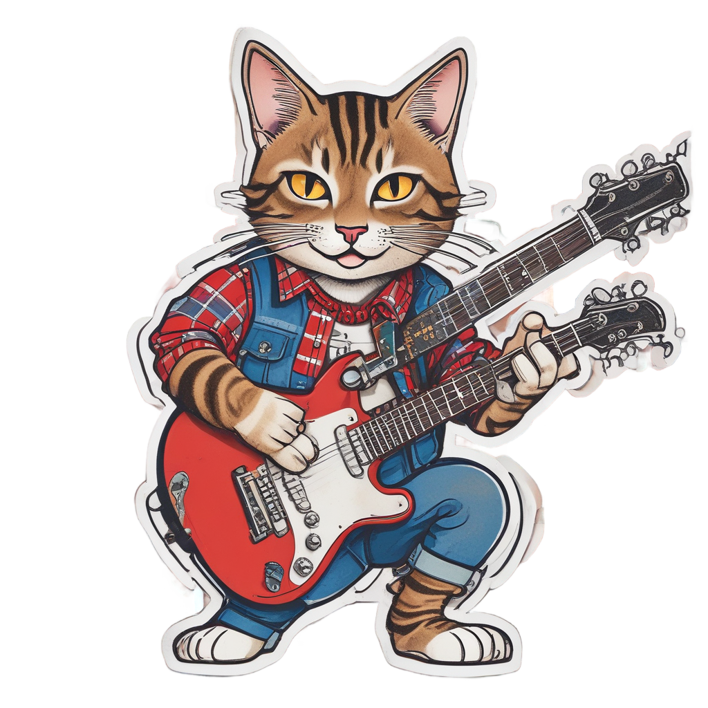 Rockabilly Guitar Cat — music stickers