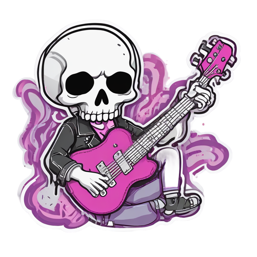 Rockstar Skull Guitar — music stickers