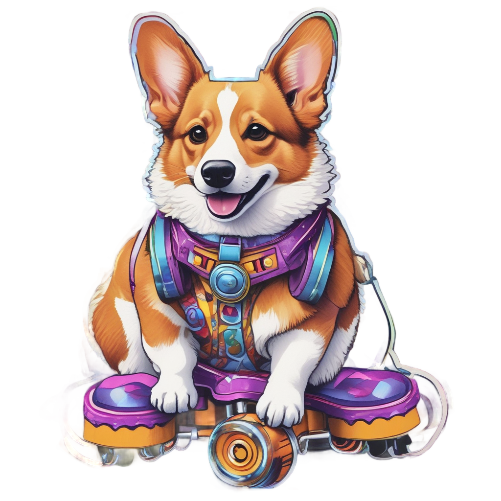 Roller Skating Corgi Disco — dogs stickers