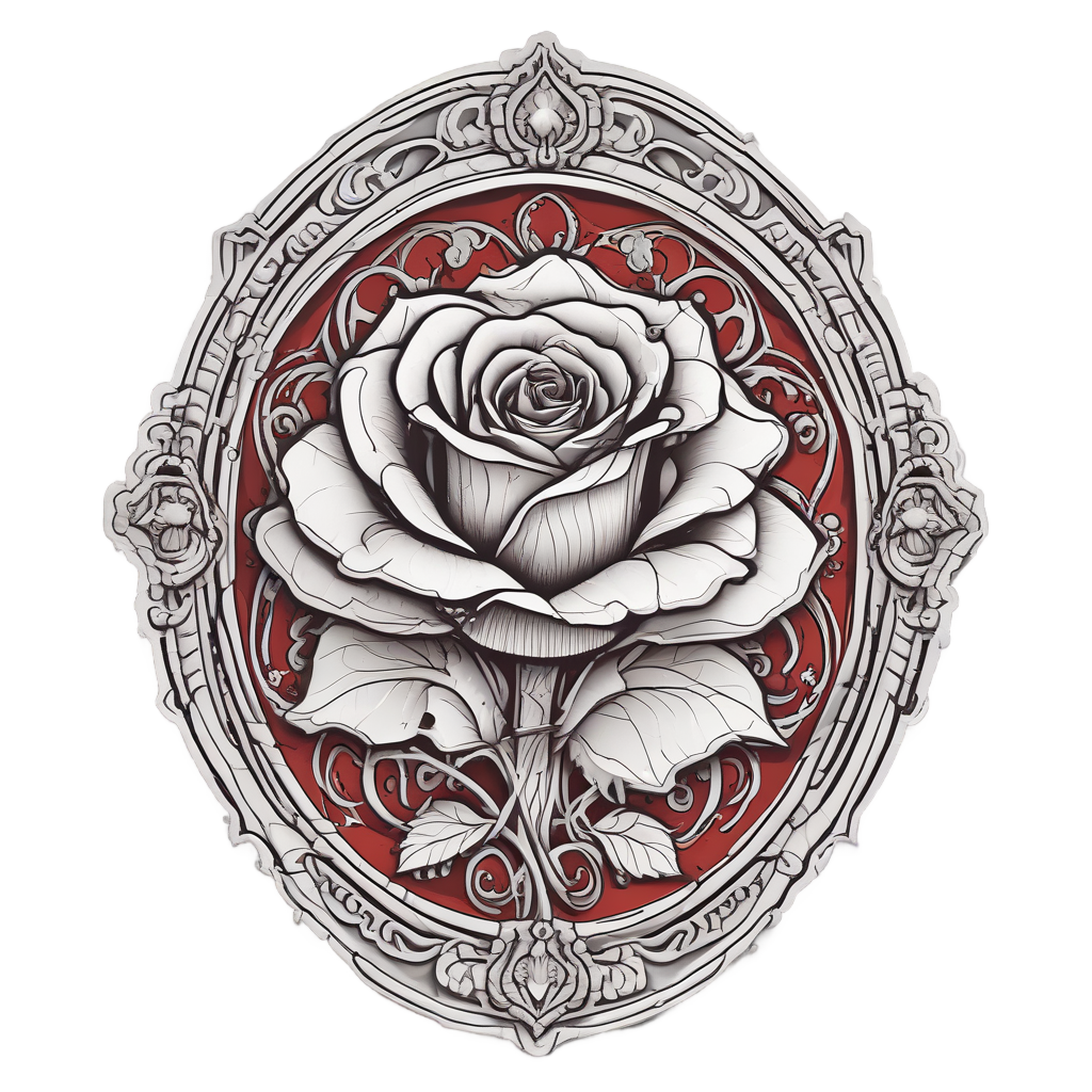 Rose Blooming from Keyhole — line botanical stickers