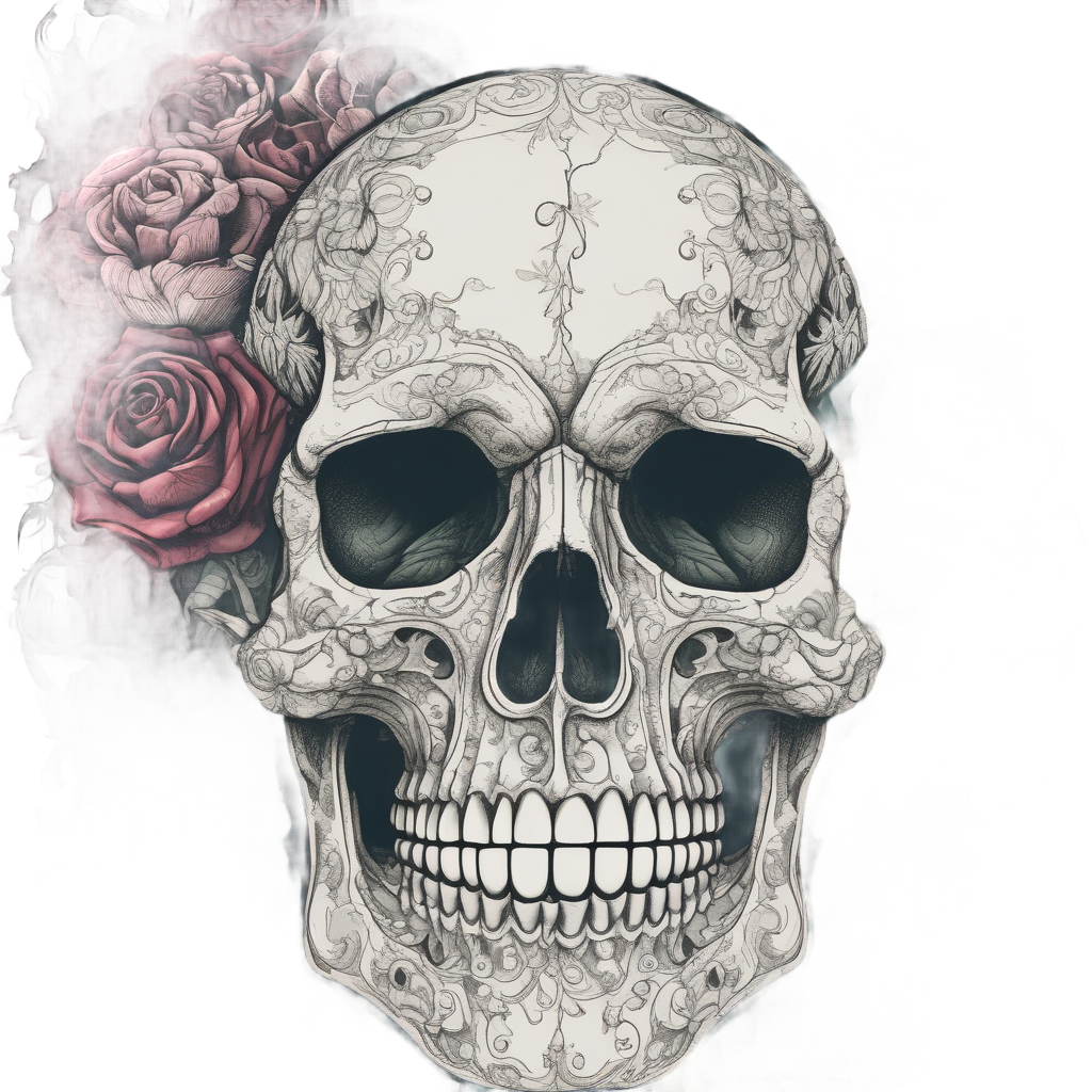 Rose Bouquet Skull Torso — watercolor skull & roses stickers
