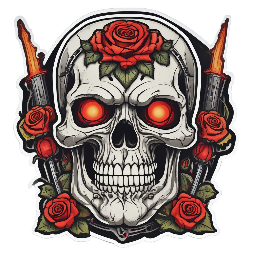 Rose Crown Warrior Skull — floral skull stickers