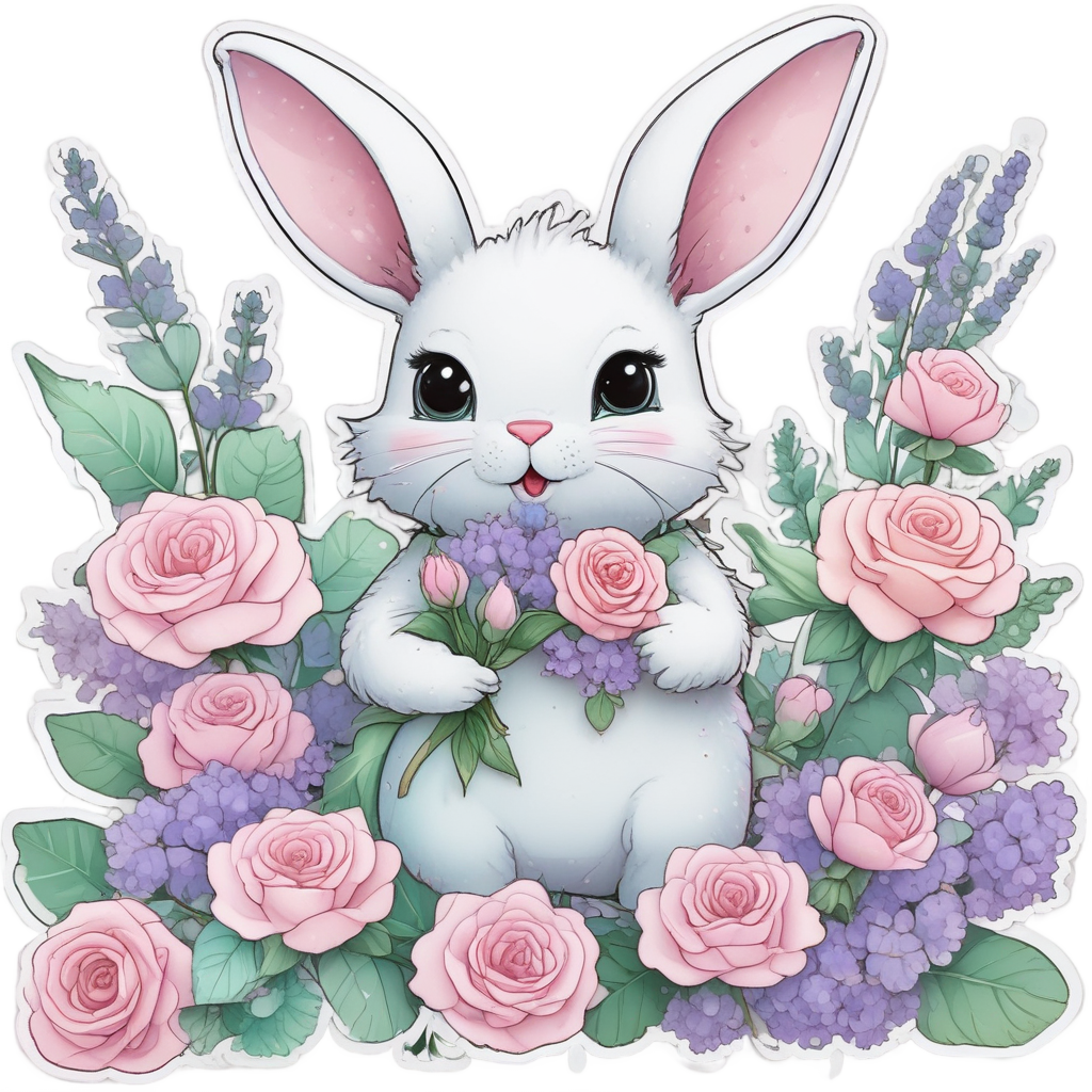 Rose Fairy Bunny — bouquets stickers