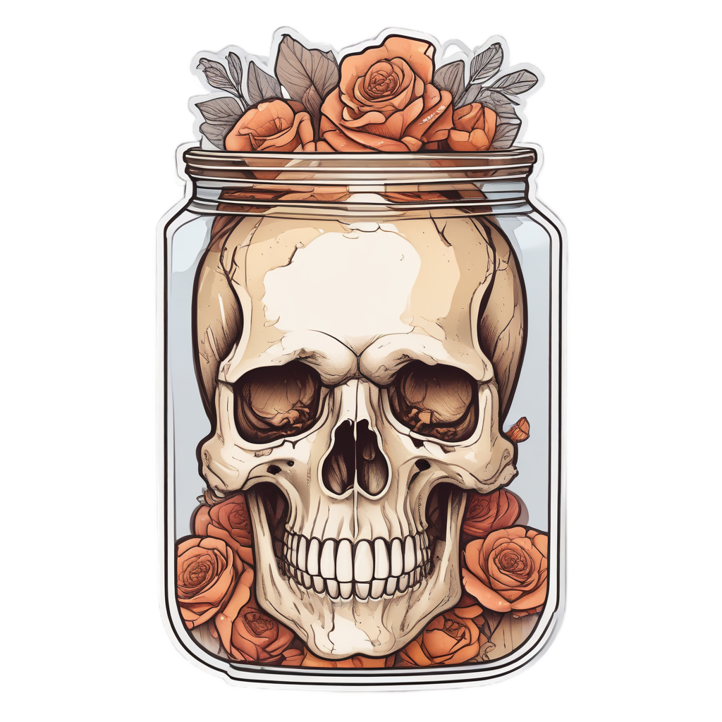 Rose Glass Skull — watercolor skull & roses stickers