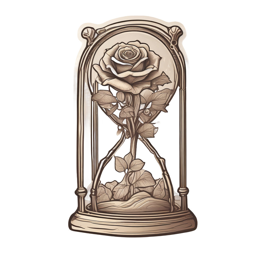 Rose in a Hourglass — line botanical stickers