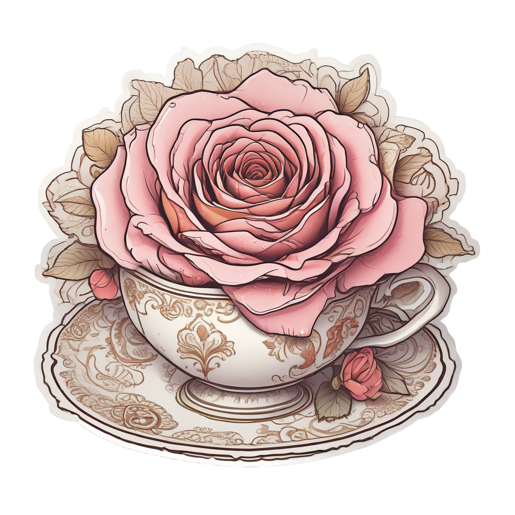 Rose in Teacup — american traditional stickers