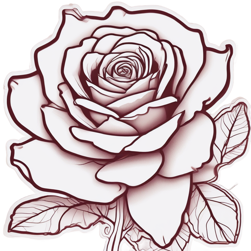 Rose of Crimson Love — line botanical stickers