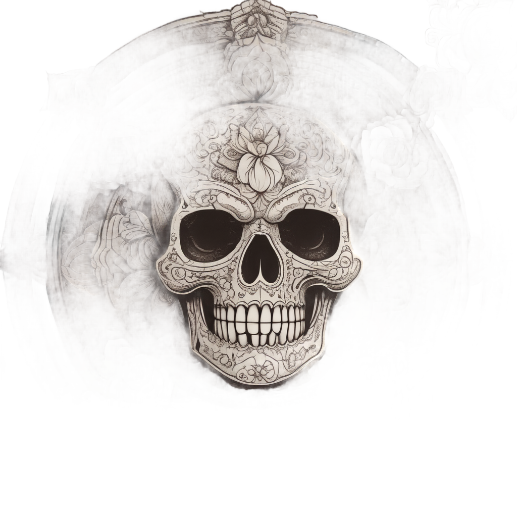 Rose Skull Mandala — line-art skull stickers