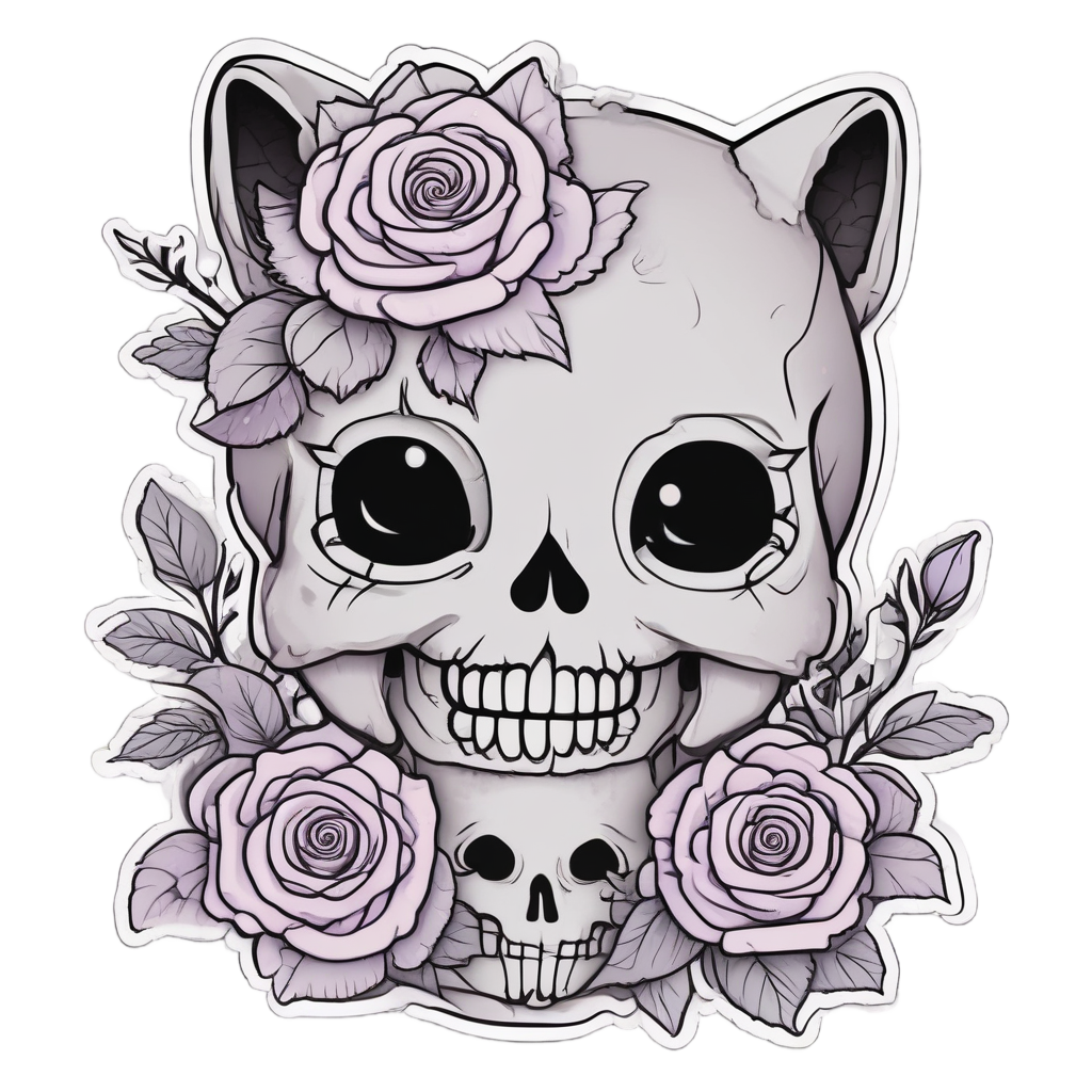Rose Skull with Cat — cat stickers
