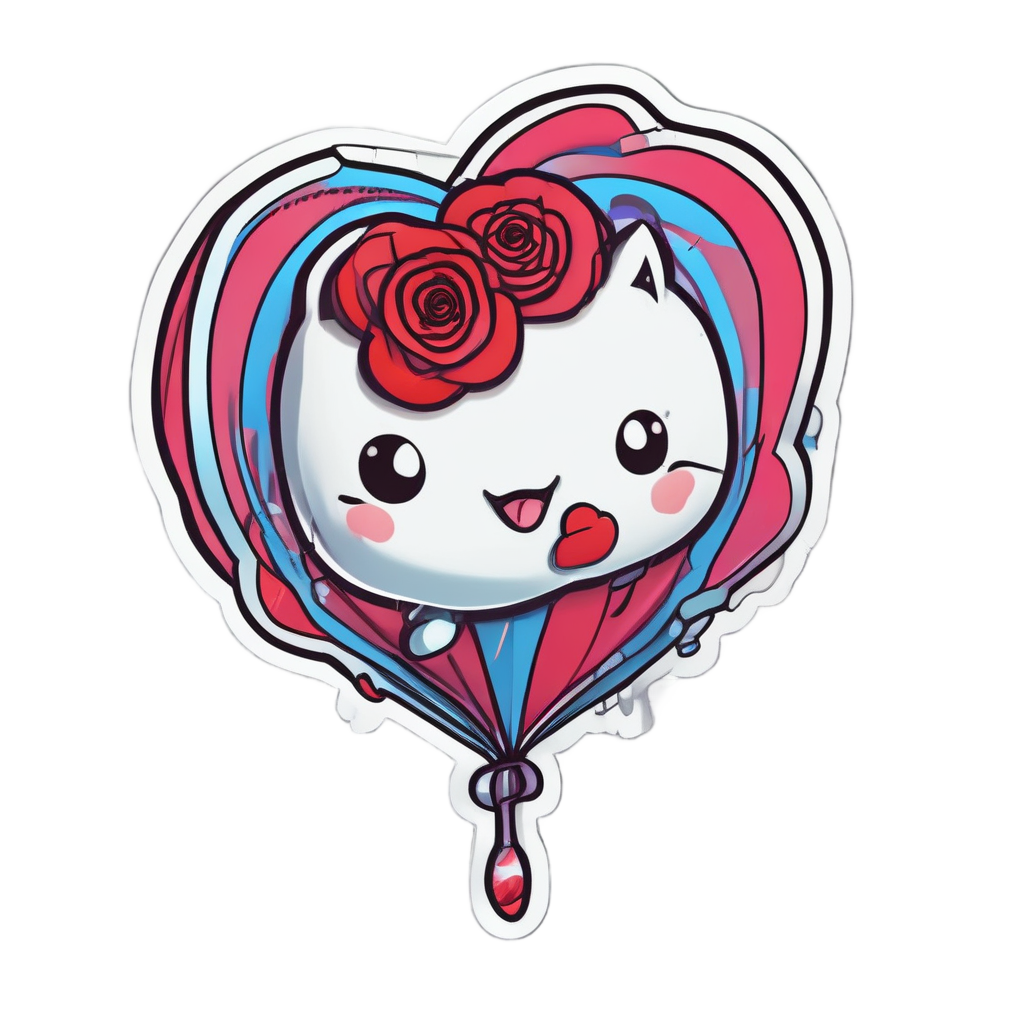 Rose With Dagger Heart Balloon — snake, dagger & rose stickers