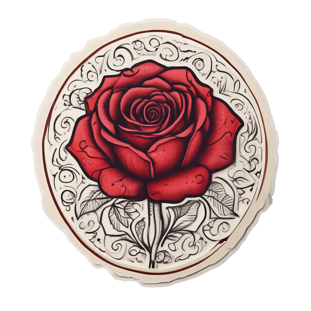 Rose with Hearts Nectar — line botanical stickers